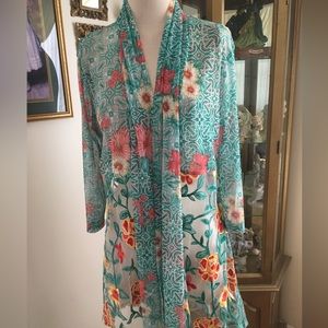 Ruby Rd beautiful floral sheer stretch cover up size M